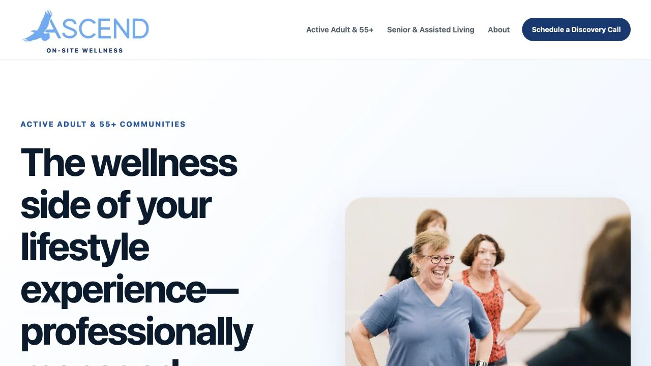 Ascend On-Site page for active-adult and 55-plus communities