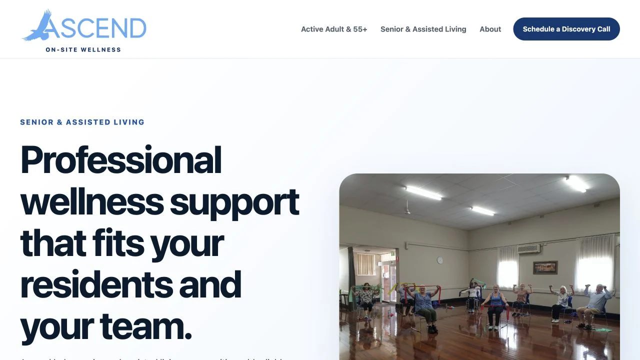 Ascend On-Site page for senior and assisted-living communities